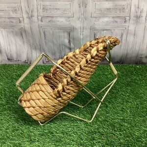 Wicker & Brass Vintage Wine Holder